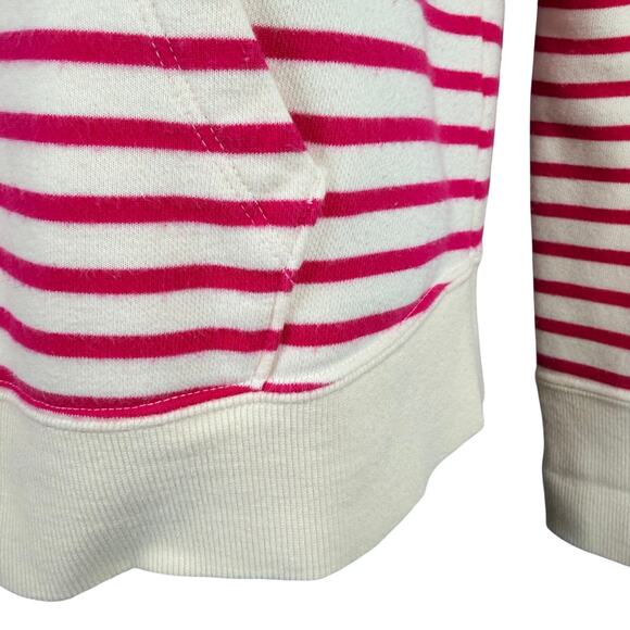 Uniqlo Hoodie Womens Small Pink White Striped Cotton Blend Terry Lined Zip Up - Picture 4 of 12